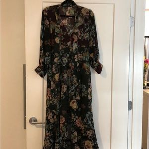 Long Sleeve Floral Maxi - flowy dramatic floral